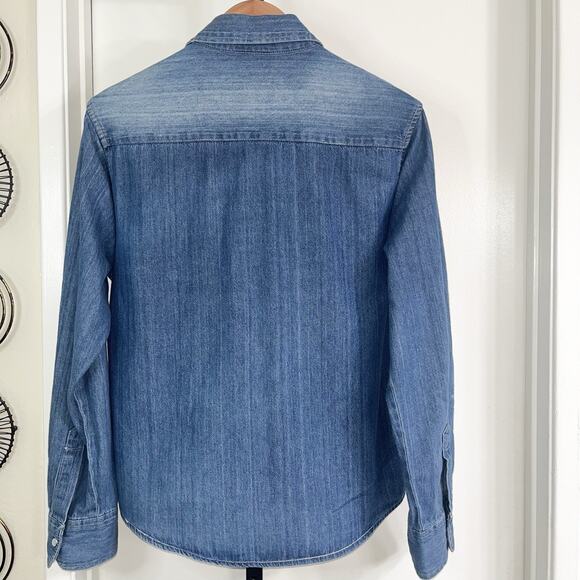 Ditch Plains Mens Denim Western Pearl Snap Cowboy Cut Shirt - Blue, Size M - Picture 3 of 10